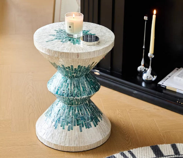 Bedside Small Side Table, Modern Side Table, Shell Small Sofa Side Table, Contemporary Bedside Table, Small End Table, Portable Casual Side Table, Creative Coffee Table, Contemporary Side Table-Grace Painting Crafts