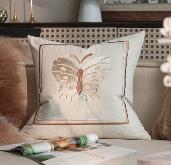 Modern Decorative Pillows for Bedroom, Decorative Pillow Arrangement Ideas for Couch, Embroidered Butterfly Pillow Covers, Large Decorative Throw Pillows for Living Room-Grace Painting Crafts