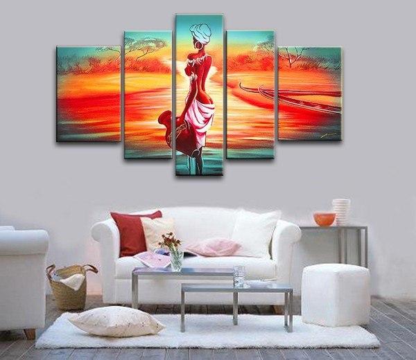 Extra Large Wall Art, African Woman Sunset Painting, Bedroom Canvas Painting, Buy Art Online-Grace Painting Crafts