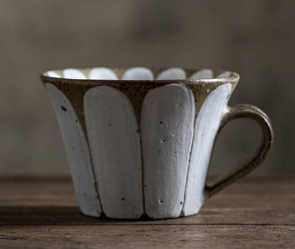 Daisy Flower Pattern Coffee Cup, Cappuccino Coffee Mug, Pottery Coffee Cups, Latte Coffee Cup, Tea Cup, Coffee Cup and Saucer Set-Grace Painting Crafts