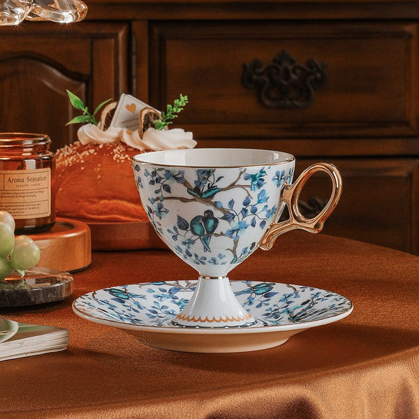 Ceramic Tea Cup and Saucer in Gift Box, British Tea Cup set, Elegant Ceramic Coffee Cups, Creative Porcelain Tea Cup Set and Saucer-Grace Painting Crafts
