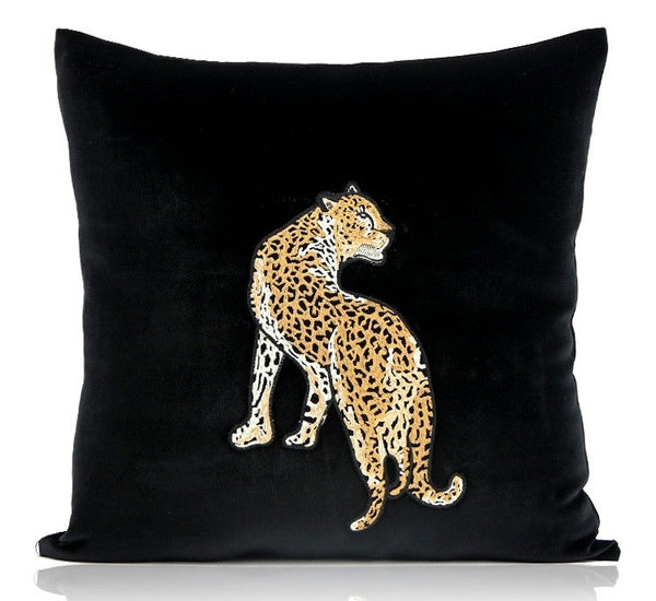 Contemporary Throw Pillows, Cheetah Decorative Throw Pillows, Modern Sofa Pillows, Black Decorative Pillows for Living Room-Grace Painting Crafts