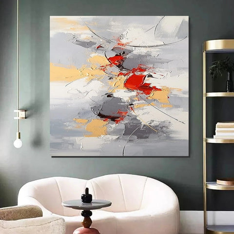 Canvas Paintings for Living Room, Large Wall Art for Bedroom, Simple Modern Art, Contemporary Art on Canvas, Hand Painted Heavy Texture Paintings-Grace Painting Crafts