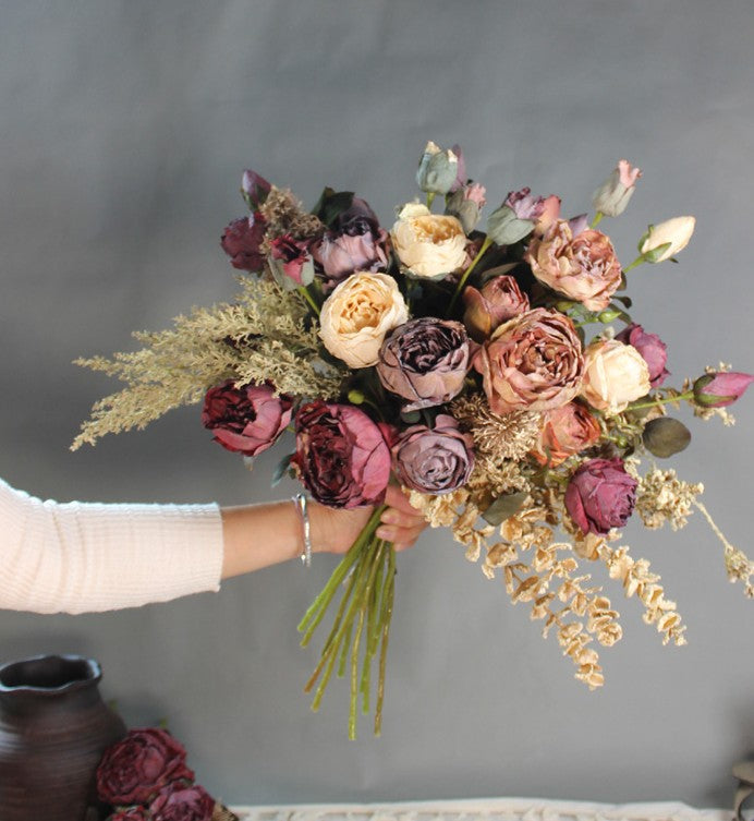 Beautiful Modern Artificial Floral Arrangement for Bedroom, Peony Flowers Arrangement Interior Design, Large Faux Silk Floral Bouquet Table Centerpiece-Grace Painting Crafts