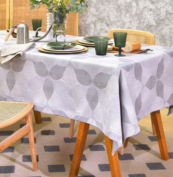 Large Rectangle Table Covers for Dining Room Table, Modern Table Cloths for Kitchen, Simple Contemporary Grey Cotton Tablecloth, Square Tablecloth for Round Table-Grace Painting Crafts