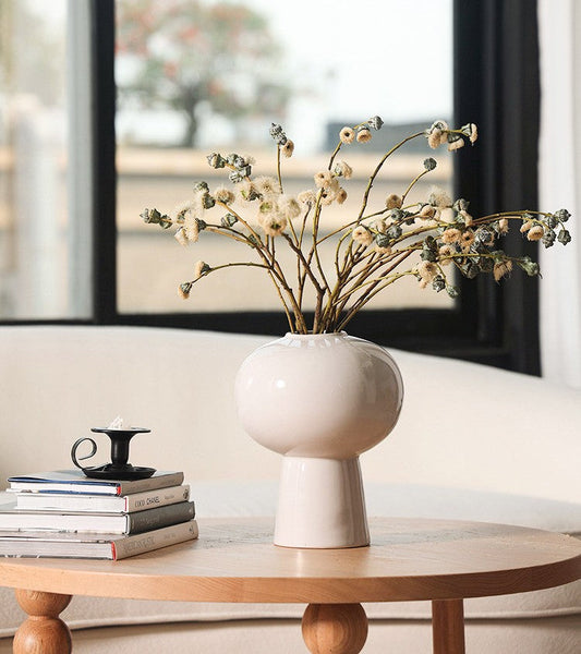 Contemporary Vases on Dining Table, Centerpiece Ceramic Bouquet Vases, Porcelain Vases for Modern Home Decor, Handmade Modern Flower Vase-Grace Painting Crafts