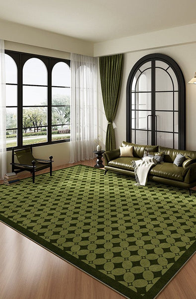 Mid Century Modern Rugs, Green Absract Rugs for Bedroom, Contemporary Modern Rugs for Living Room, Minimalist Geometric Rugs for Living Room-Grace Painting Crafts