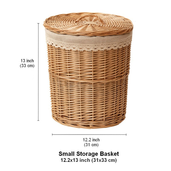 Hand-woven Wicker Storage Basket for Clothes, Large Round Storage Basket for Clothes, Willow Weaving Baskets for Clothes, Extra Large Kitchen Storage Baskets-Grace Painting Crafts