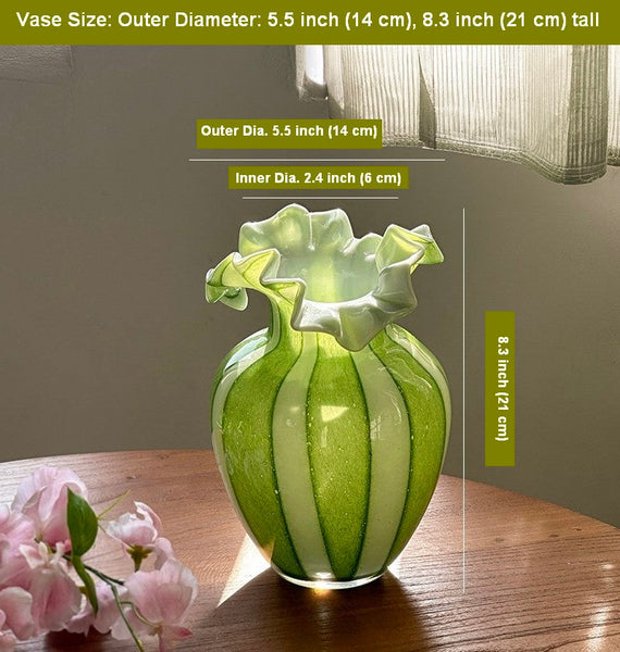Creative Modern Vase for Flowers, Handmade Flower Vases on Table, Modern Contemporary Vases, Green Glass Flower Vases, Green Bud Vases-Grace Painting Crafts