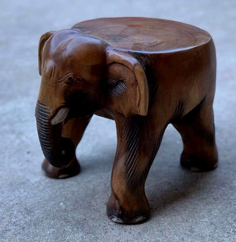 Elephant Wooden Stool, Elephant Sofa Stool, Dining Table Stool, Handmade Solid Wood low Stool, Creative Shoe-changing Stool-Grace Painting Crafts