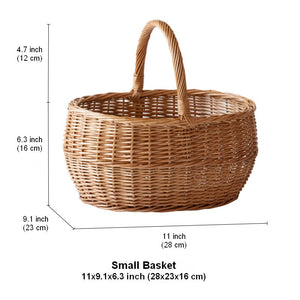 Large Picnic Food Basket with Handle, Natural Hand-woven Wicker Storage Basket, Willow Weaving Baskets for Vegetable, Natural Fruit Basket, Kitchen Storage Baskets-Grace Painting Crafts
