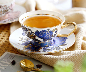 Afternoon British Tea Cups, Unique Iris Flower Tea Cups and Saucers in Gift Box, Elegant Ceramic Coffee Cups, Royal Bone China Porcelain Tea Cup Set-Grace Painting Crafts