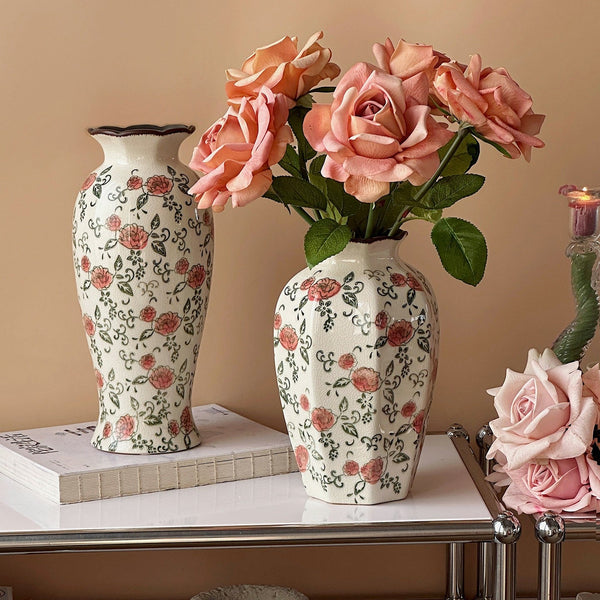 Ceramic Bouquet Vases, Tall Flower Vases on Table, Rustic Porcelain Flower Vases, Handmade Water Holding Flower Vases-Grace Painting Crafts