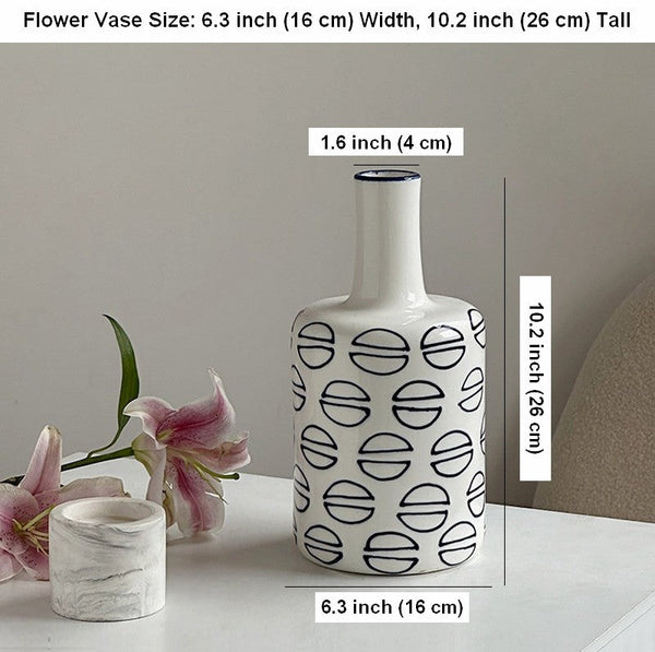 Modern Porcelain Flower Vases, Water Holding Flower Vases, Ceramic Bud Vases, Centerpiece for Dining Table, Small Flower Vases on Table-Grace Painting Crafts