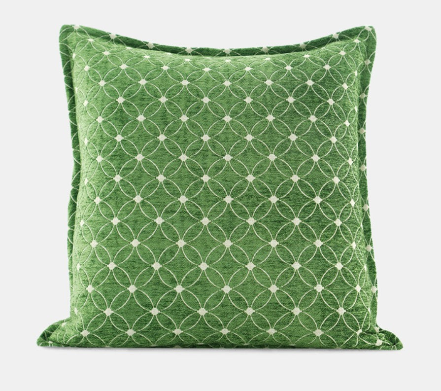 Large Green Pillows for Interior Design, Contemporary Modern Sofa Pillows, Luxury Square Modern Throw Pillows for Couch, Decorative Throw Pillows for Bedroom-Grace Painting Crafts
