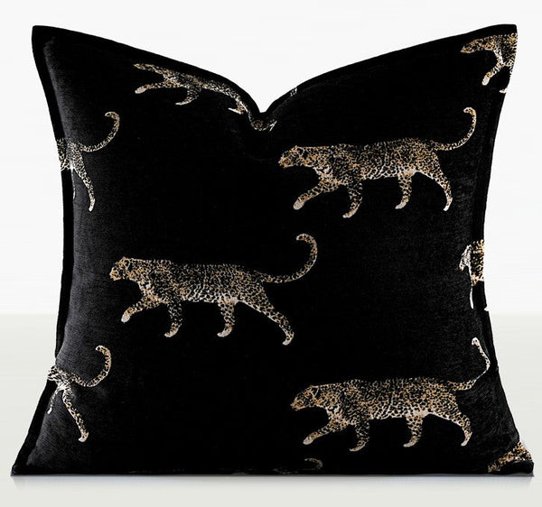 Black Decorative Pillow Covers, Large Modern Sofa Pillow Cases, Cheetah Modern Pillows for Couch, Abstract Decorative Throw Pillows for Living Room-Grace Painting Crafts