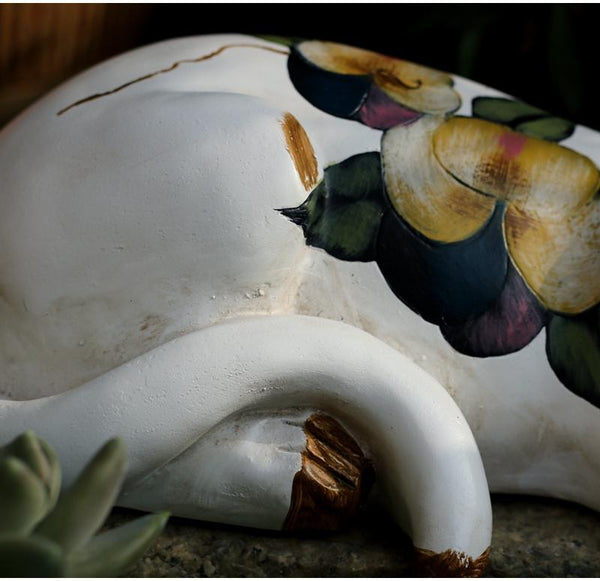 Lovely Cat Statue for Garden Ornament, Sleeping Cats Resin Statues, Garden Courtyard Decoration, Villa Outdoor Decor Gardening Ideas, House Warming Gift-Grace Painting Crafts