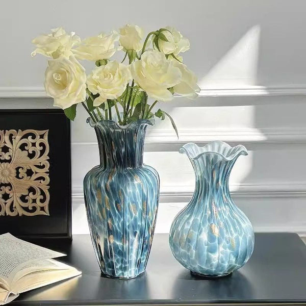 Centerpiece Vases on Table, Handmade Liuli Vases, Color Glaze Vase, Modern Glass Bud Vases, Contemporary Vases for Modern Home Decor-Grace Painting Crafts