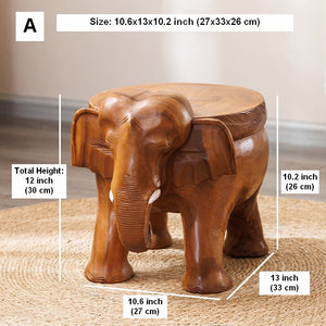 Dining Table Stool, Handmade Solid Wood low Stool, Elephant Wooden Stool, Elephant Sofa Stool, Creative Shoe-changing Stool-Grace Painting Crafts