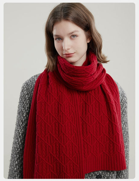 Cold Weather Scarf, Casual Scarf for Women, Fashion Designer Scarf, Red Winter Scarf, Modern Wool Scarf for Women, Soft Cashmere Scarf for Women-Grace Painting Crafts