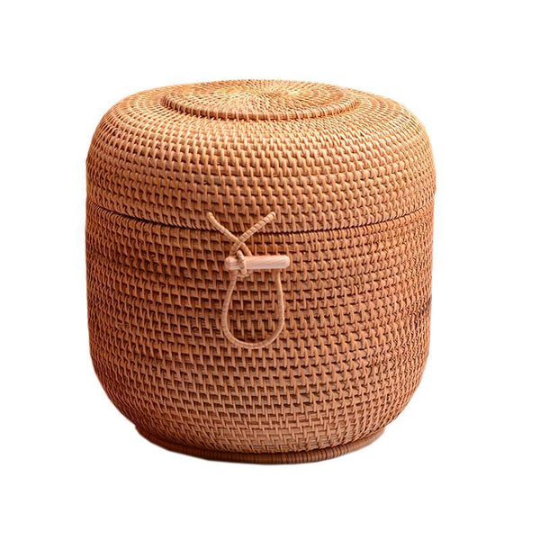 Small Woven Storage Basket, Storage Basket for Dining Room Table, Storage Basket with Lid, Storage Baskets for Kitchen, Rattan Storage Basket-Grace Painting Crafts