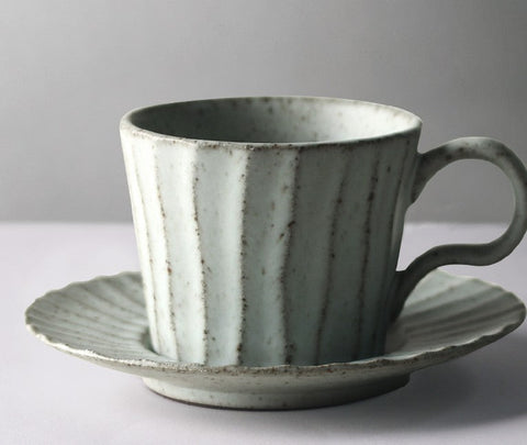 Unique Tea Cup and Saucer, Modern Tea Cup Set for Afternoon Tea, Handmade Pottery Coffee Cup, Creative Ceramic Coffee Cup with Saucer-Grace Painting Crafts