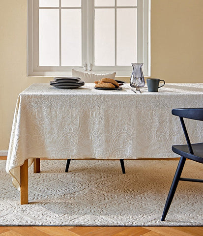 Simple Modern Rectangle Tablecloth for Dining Room Table, Cotton and Linen Flower Pattern Table Covers for Round Table, Square Tablecloth for Kitchen-Grace Painting Crafts