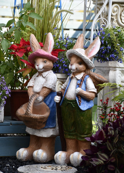 Garden Courtyard Ornaments, Large Rabbit Statue for Garden, Villa Outdoor Decor Gardening Ideas, Bunny Flowerpot, Modern Garden Sculptures-Grace Painting Crafts