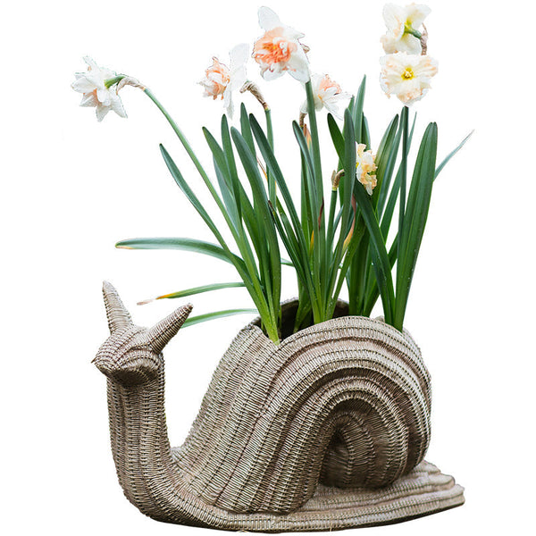 Cute Snail Statues, Garden Animal Statues, Snail Flowerpot for Garden Decoration, Unique Modern Garden Sculptures, Creative Villa Outdoor Gardening Ideas-Grace Painting Crafts