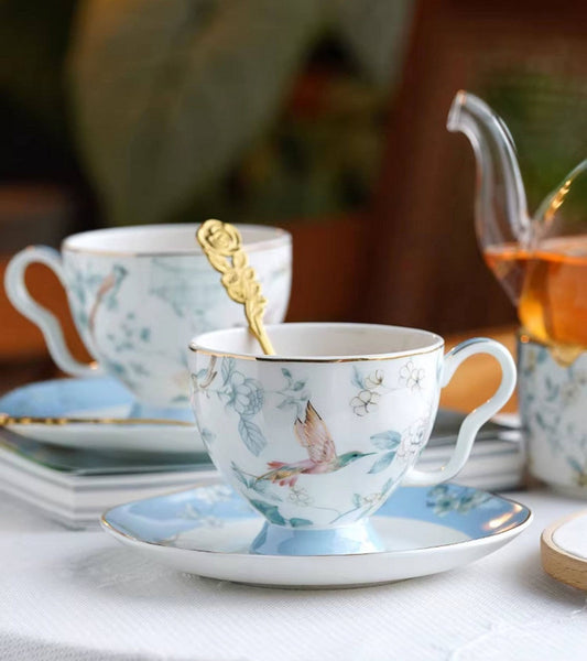 Porcelain Coffee Cup, Ceramic Tea Cup Set, Luxury Tea Cup with Saucer, Elegant Coffee Cup, Porcelain Tea cups, British Tea Cup Set, Afternoon Tea Cup with Saucer Set-Grace Painting Crafts