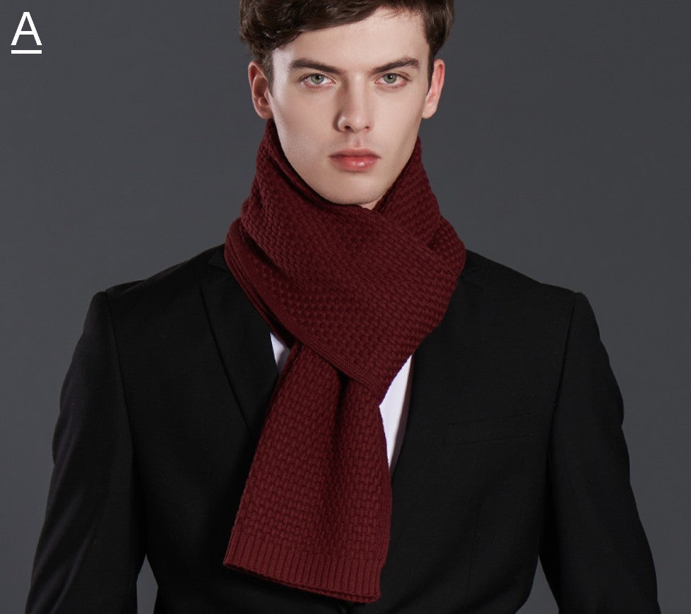 Simple Business Formal Men Scarf Styles, Red Thick Wool Scarf, Wool Scarf for Gentleman, Men's Winter Scarf, Casual Scarf Men, Men's Wool Scarf Winter, Fashion Scarf-Grace Painting Crafts