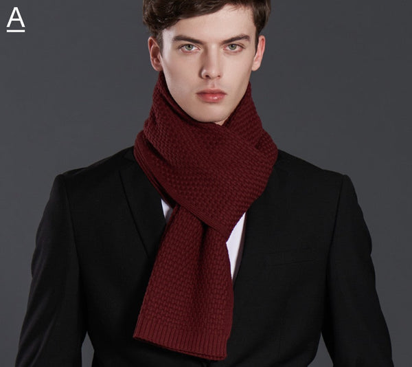 Simple Business Formal Men Scarf Styles, Red Thick Wool Scarf, Wool Scarf for Gentleman, Men's Winter Scarf, Casual Scarf Men, Men's Wool Scarf Winter, Fashion Scarf-Grace Painting Crafts