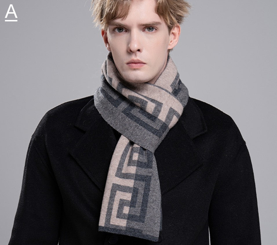 Gray Thick Wool Scarf, Black Business Formal Men Scarf Styles, Wool Scarf for Gentleman, Men's Winter Scarf, Casual Scarf Men, Men's Wool Scarf Winter, Red Fashion Scarf-Grace Painting Crafts