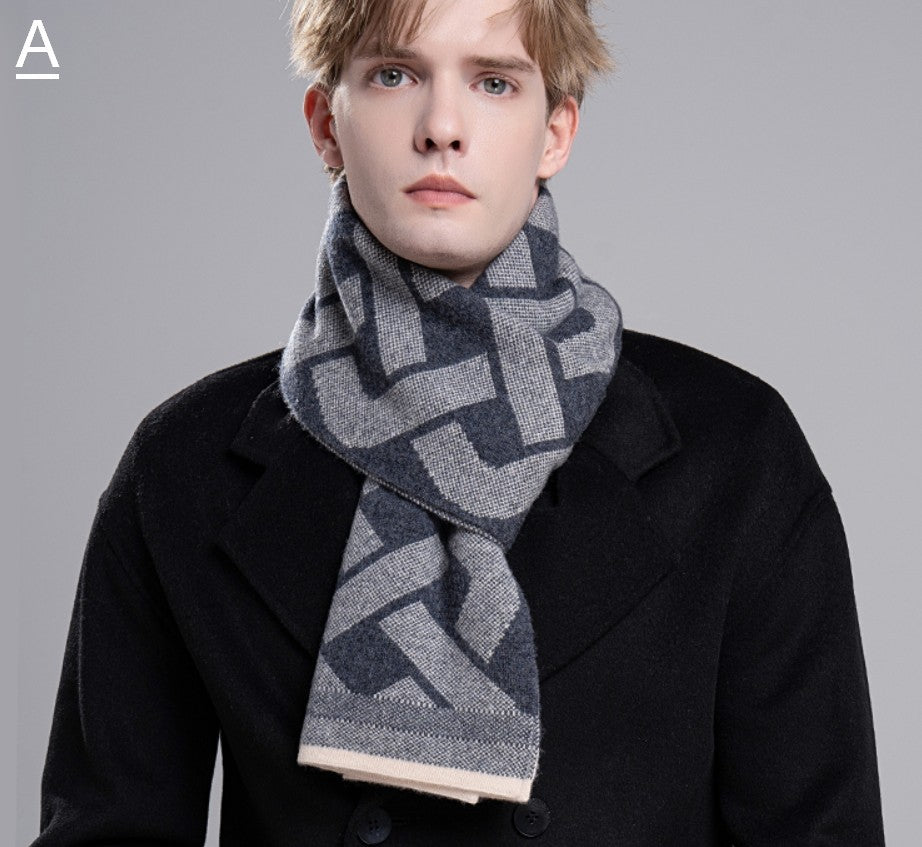Wool Scarf for Gentleman, Thick Wool Scarf, Men's Winter Scarf, Casual Scarf Men, Men's Wool Scarf Winter, Fashion Scarf, Business Formal Men Scarf Styles-Grace Painting Crafts