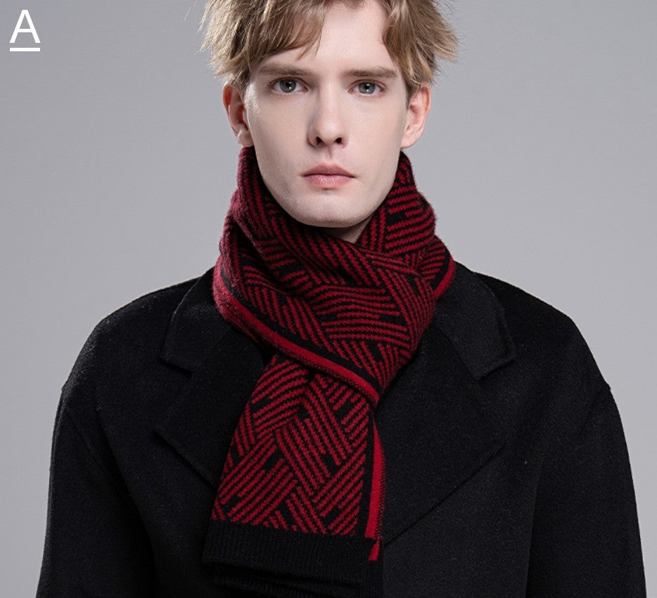 Gray Wool Scarf for Gentleman, Red Thick Wool Scarf, Business Formal Men Scarf Styles, Men's Winter Scarf, Casual Scarf Men, Men's Wool Scarf Winter, Fashion Scarf-Grace Painting Crafts