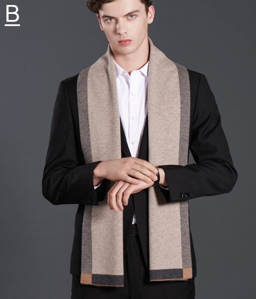 Fashion Scarf, Simple Business Formal Men Scarf Styles, Beige Thick Wool Scarf, Wool Scarf for Gentleman, Men's Winter Scarf, Casual Scarf Men, Men's Wool Scarf Winter-Grace Painting Crafts