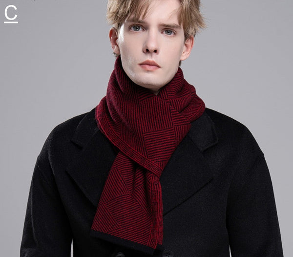 Thick Wool Scarf, Business Wool Scarf for Gentleman, Men's Winter Scarf, Formal Men Scarf Styles, Black Gray Fashion Scarf, Red Casual Scarf Men, Men's Wool Scarf Winter-Grace Painting Crafts