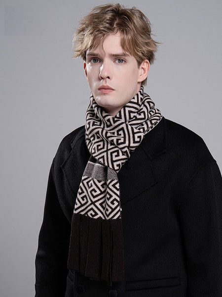 Modern Casual Scarf Men, Formal Men Scarf Styles, Men's Wool Scarf Winter, Men's Winter Scarf, Thick Wool Scarf for Men, Business Wool Scarf for Gentleman-Grace Painting Crafts