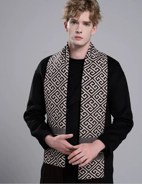 Modern Casual Scarf Men, Formal Men Scarf Styles, Men's Wool Scarf Winter, Men's Winter Scarf, Thick Wool Scarf for Men, Business Wool Scarf for Gentleman-Grace Painting Crafts