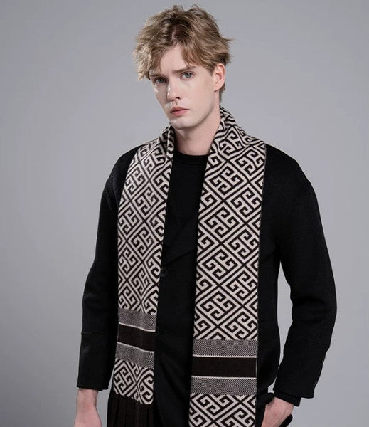 Modern Casual Scarf Men, Formal Men Scarf Styles, Men's Wool Scarf Winter, Men's Winter Scarf, Thick Wool Scarf for Men, Business Wool Scarf for Gentleman-Grace Painting Crafts