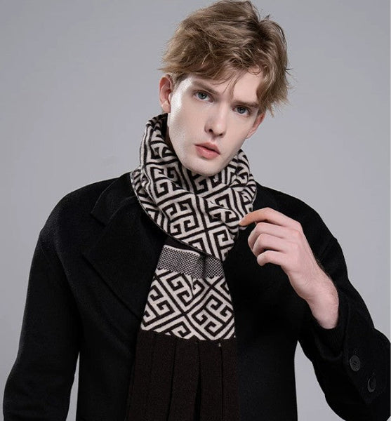 Modern Casual Scarf Men, Formal Men Scarf Styles, Men's Wool Scarf Winter, Men's Winter Scarf, Thick Wool Scarf for Men, Business Wool Scarf for Gentleman-Grace Painting Crafts