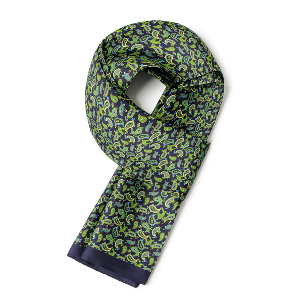 Formal Wear Silk Scarf, Silk Ascot For Men, Lightweight Silk Scarf Men, Green Silk Neckerchief For Business, Mens Spring Autumn Scarf, Mens Dress Silk Scarf, Long Silk Scarf for Men, High Quality Silk Necktie-Grace Painting Crafts