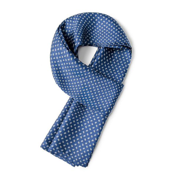 Formal Wear Silk Scarf, Silk Ascot For Men, Blue Mens Spring Autumn Scarf, Lightweight Silk Scarf Men, Silk Neckerchief For Business, Mens Dress Silk Scarf, Long Silk Scarf for Men, High Quality Silk Necktie-Grace Painting Crafts