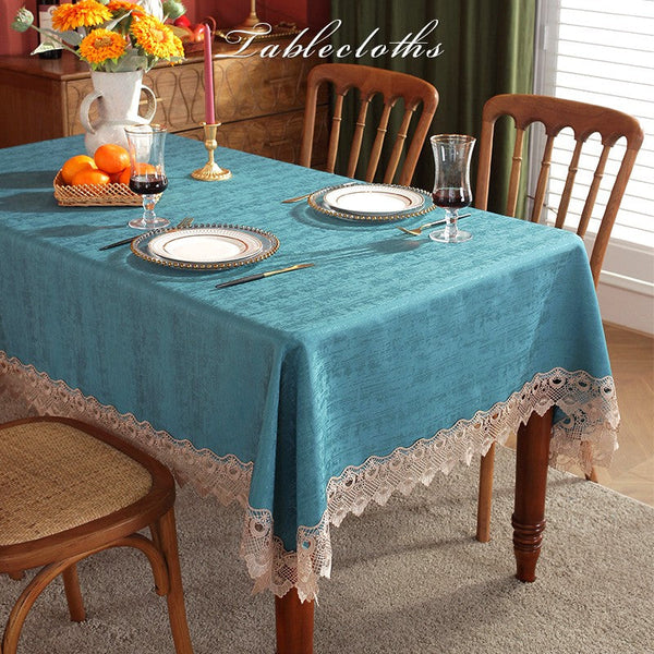 Table Cover for Dining Room Table, Green Lace Tablecloth for Home Decoration, Large Modern Rectangle Tablecloth, Square Tablecloth for Round Table-Grace Painting Crafts