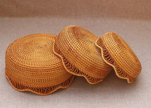 Woven Round Storage Basket, Cute Small Rattan Woven Baskets, Fruit Storage Basket, Storage Baskets for Kitchen-Grace Painting Crafts