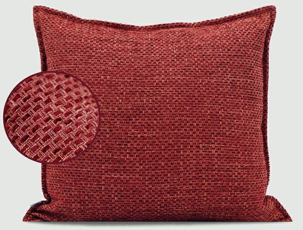 Large Square Modern Throw Pillows for Couch, Red Contemporary Modern Sofa Pillows, Simple Decorative Throw Pillows, Large Throw Pillow for Interior Design-Grace Painting Crafts