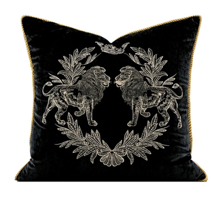 Modern Pillows for Couch, Embroidery Lion Decorative Pillow Covers, Decorative Throw Pillows for Living Room, Large Modern Sofa Pillows-Grace Painting Crafts