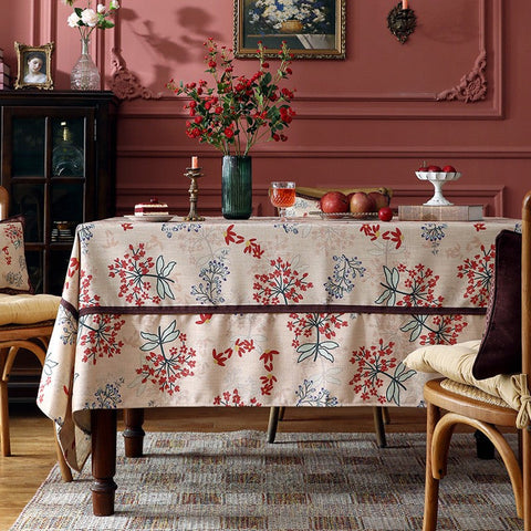 Rustic Flower Pattern Linen Farmhouse Table Cloth, Large Modern Rectangle Tablecloth Ideas for Dining Table, Square Linen Tablecloth for Round Dining Room Table-Grace Painting Crafts
