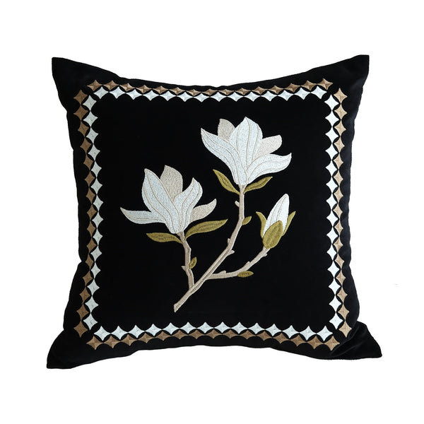 Magnolia Embroidered Cushion, Decorative Pillow Arrangement Ideas for Couch, Large Decorative Pillows for Couch, Modern Throw Pillows for Bedroom, Living Room Decorative Pillows-Grace Painting Crafts