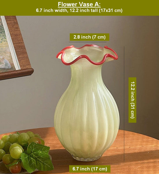 French Vintage Glass Flower Vases, Glass Bud Vases, Flower Vases on Table, Handmade Water Holding Flower Vases-Grace Painting Crafts